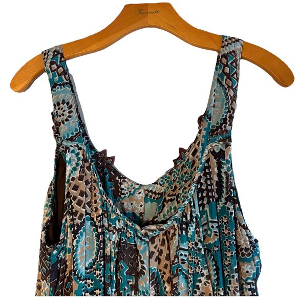 Dressbarn Tank Midi Shift Dress Brown Turquoise Paisley‎ Crochet NEW Sz 16W - Picture 5 of 13